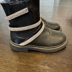 Black Boots with Rhinestone Straps